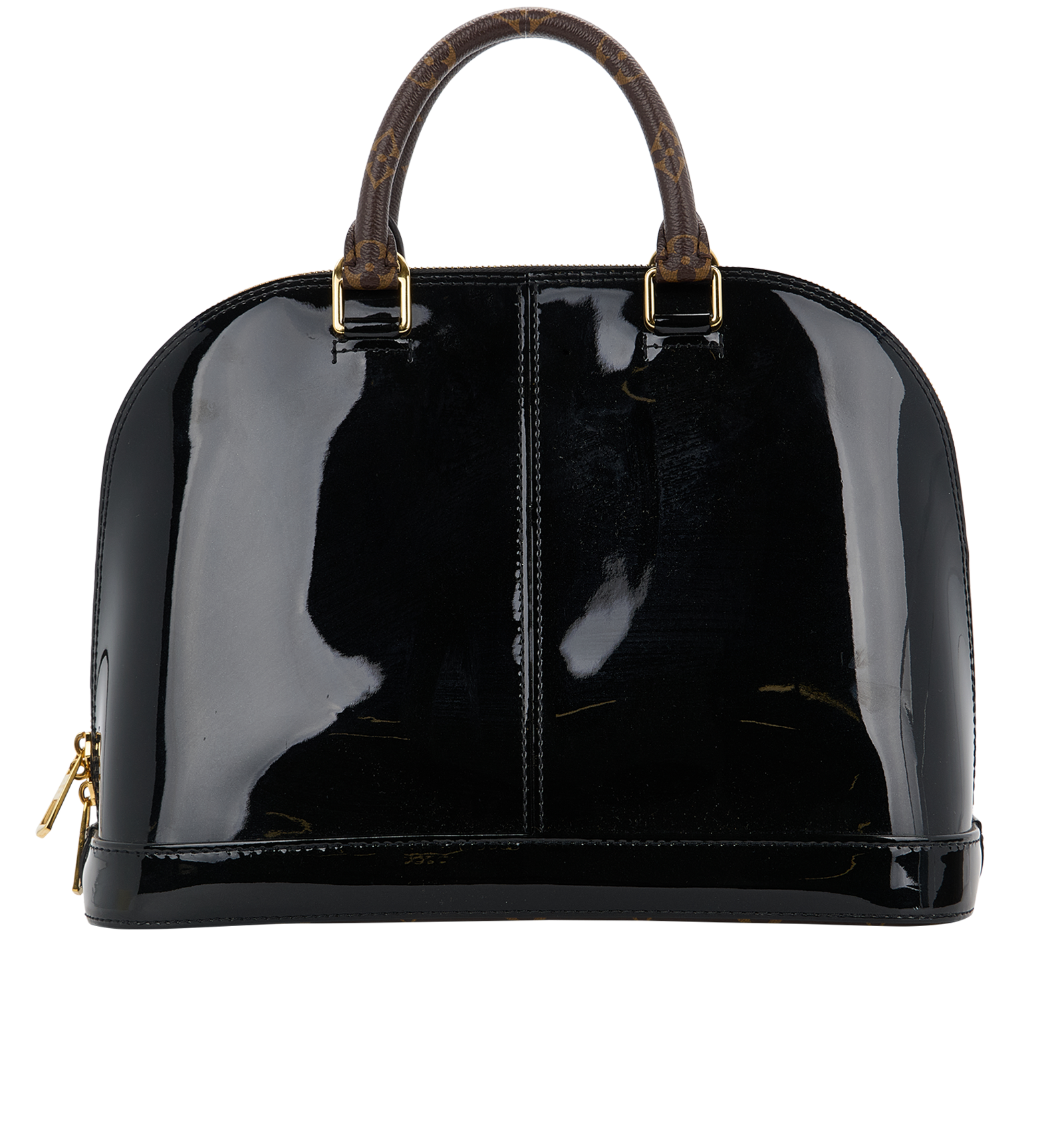 Alma PM Vernis, &pound;1,200, Handbags, Black/Brown, Canvas/Patent Leather, Back view